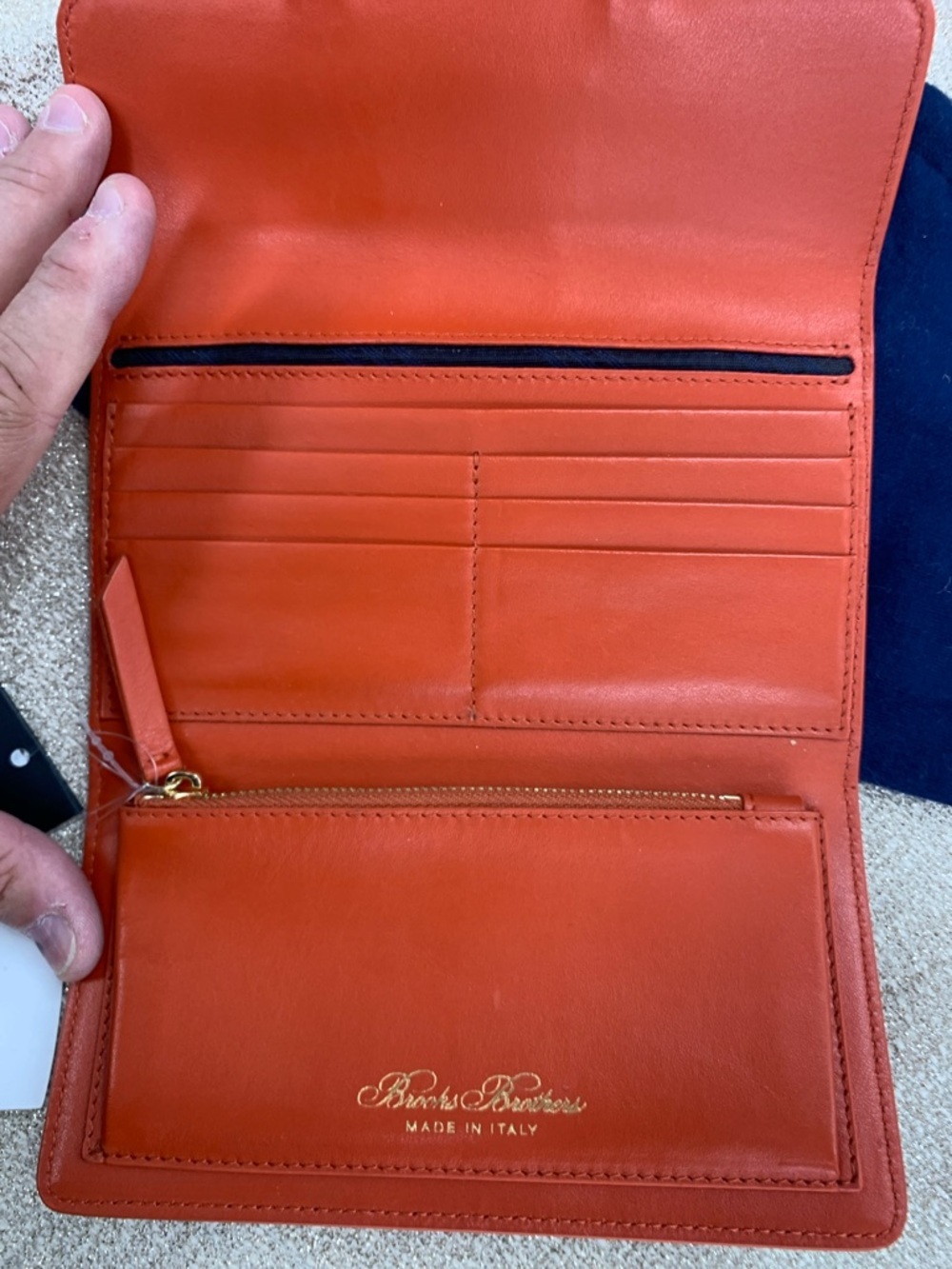 Brooks Brothers Orange Leather Flap Wallet - Picture 5 of 9